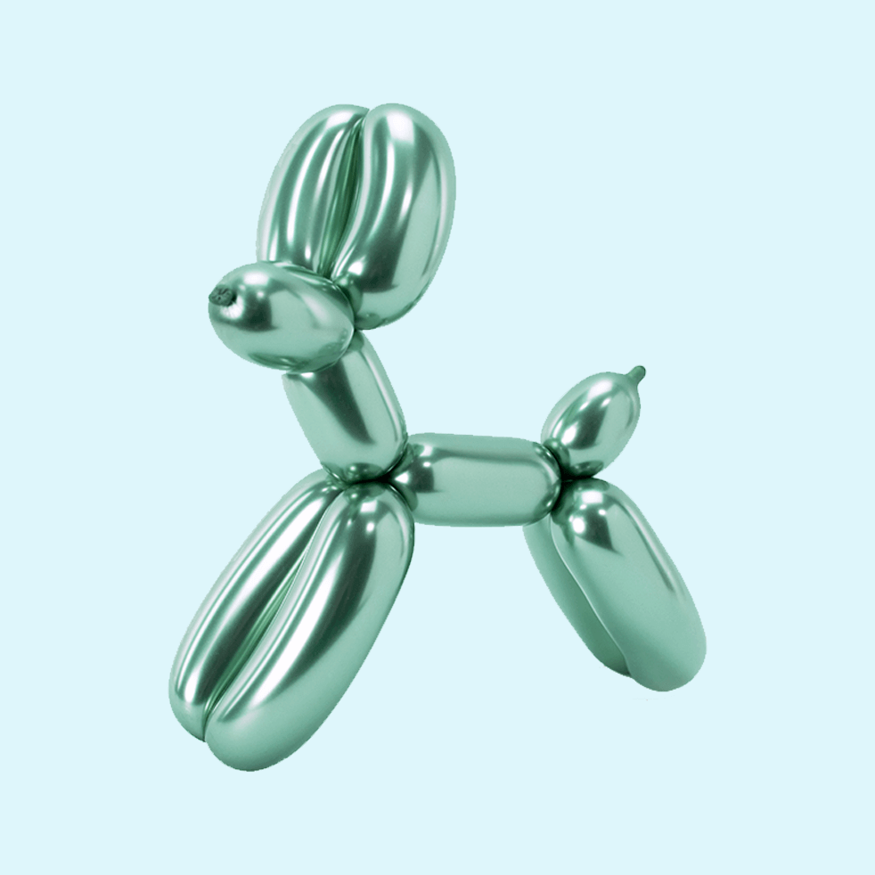 green dog balllons modelling