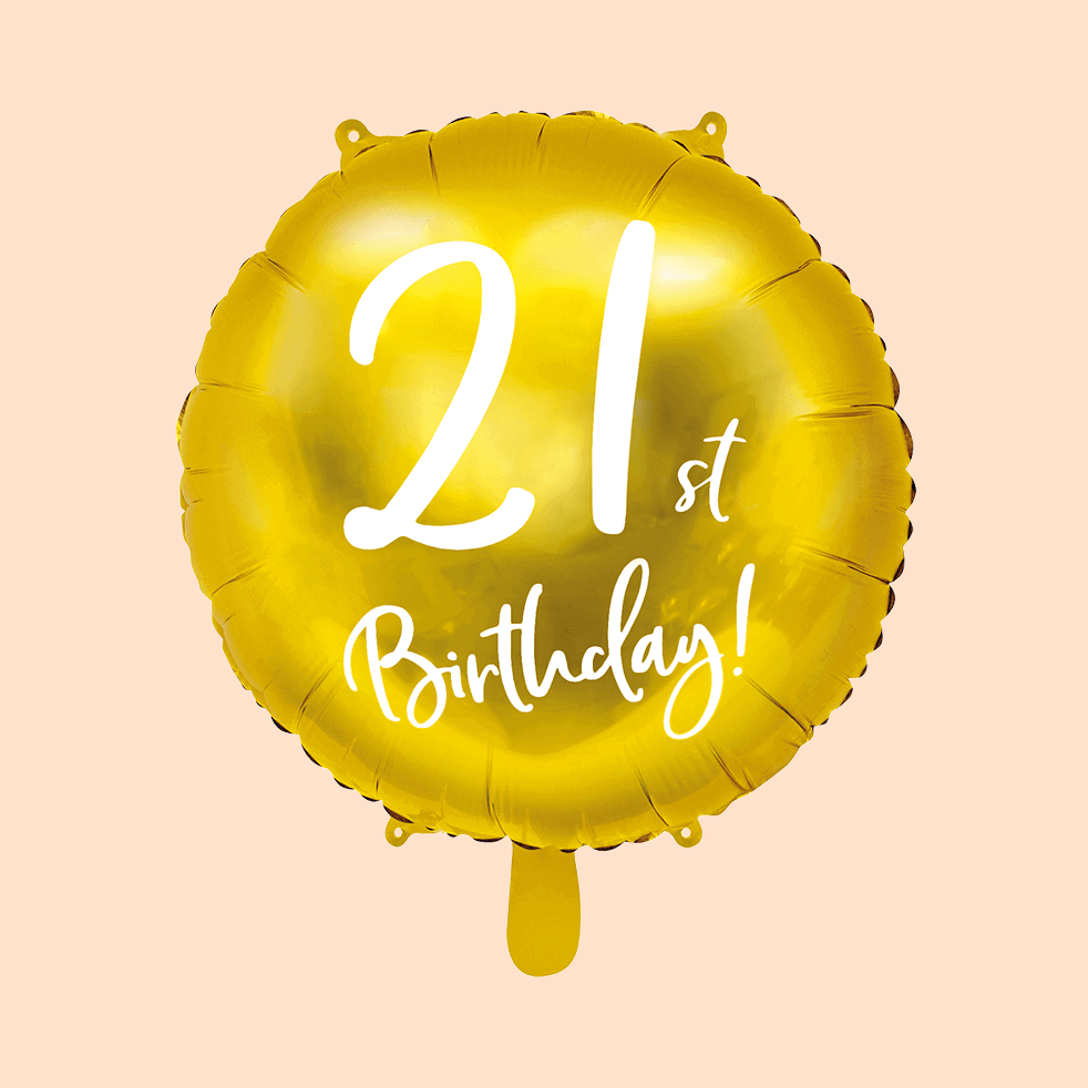 Balon dekoracyjny z nadrukiem 21 urodziny 